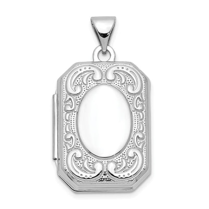 14K Weißgold 14K Weißgold 20mm Book Ranke Rand Medaillon