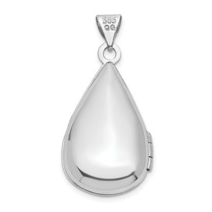 14K Weißgold 14K Weißgold 21mm Tear Tropfen Diamant Medaillon