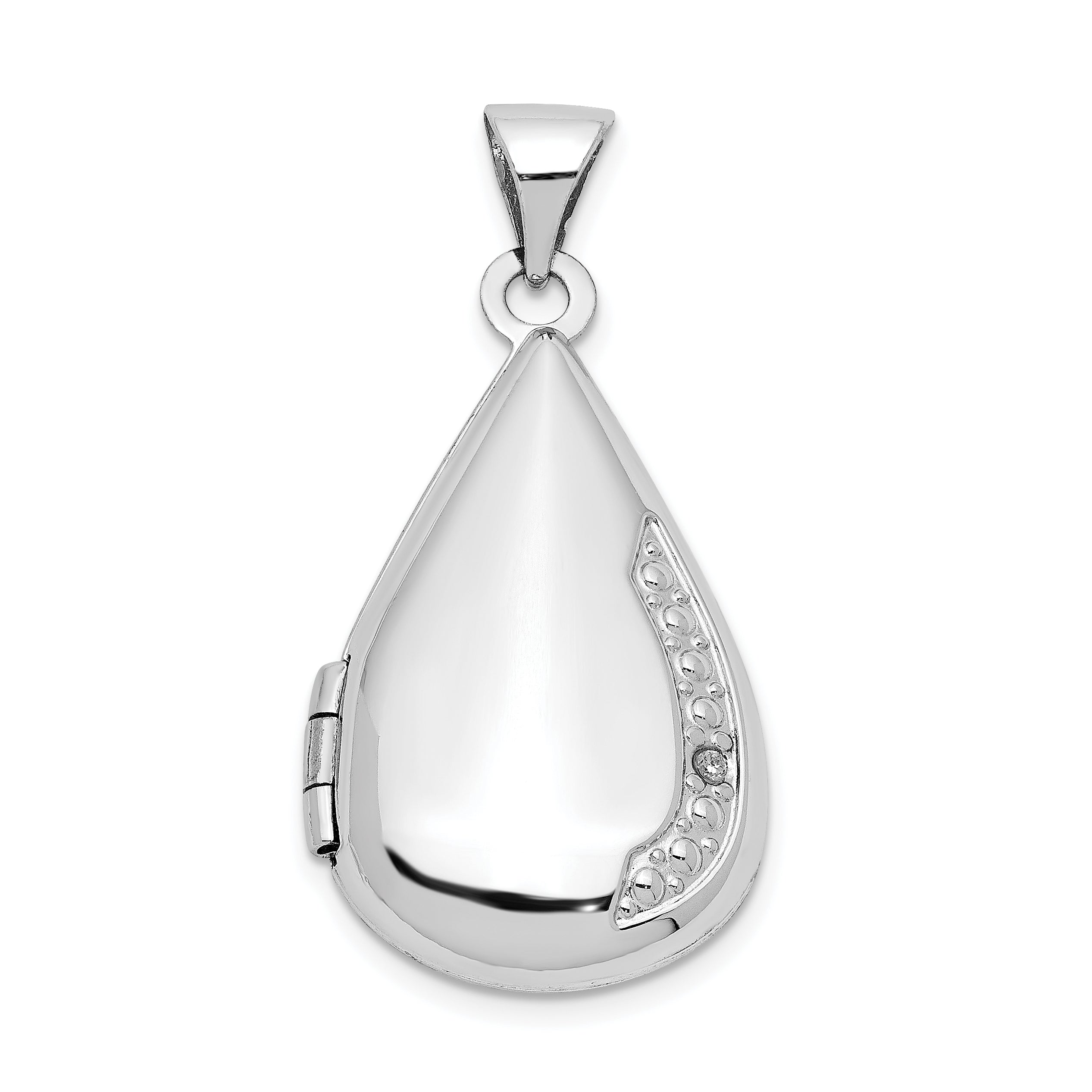 14K Weißgold 14K Weißgold 21mm Tear Tropfen Diamant Medaillon
