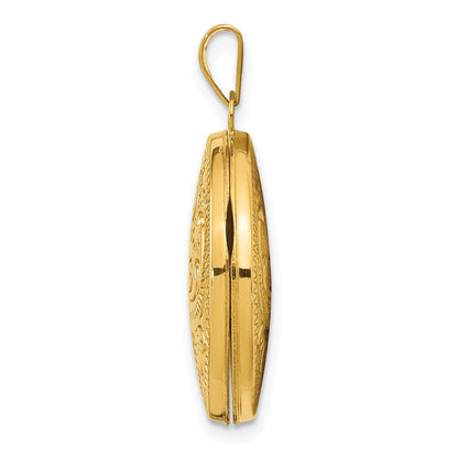14K Gelbgold 14ky 20mm Rund Ranke Hand Graviert Medaillon