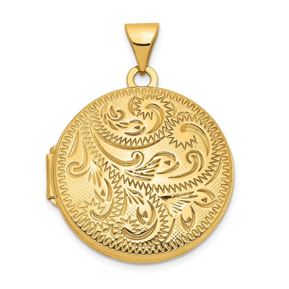 14K Gelbgold 14ky 20mm Rund Ranke Hand Graviert Medaillon