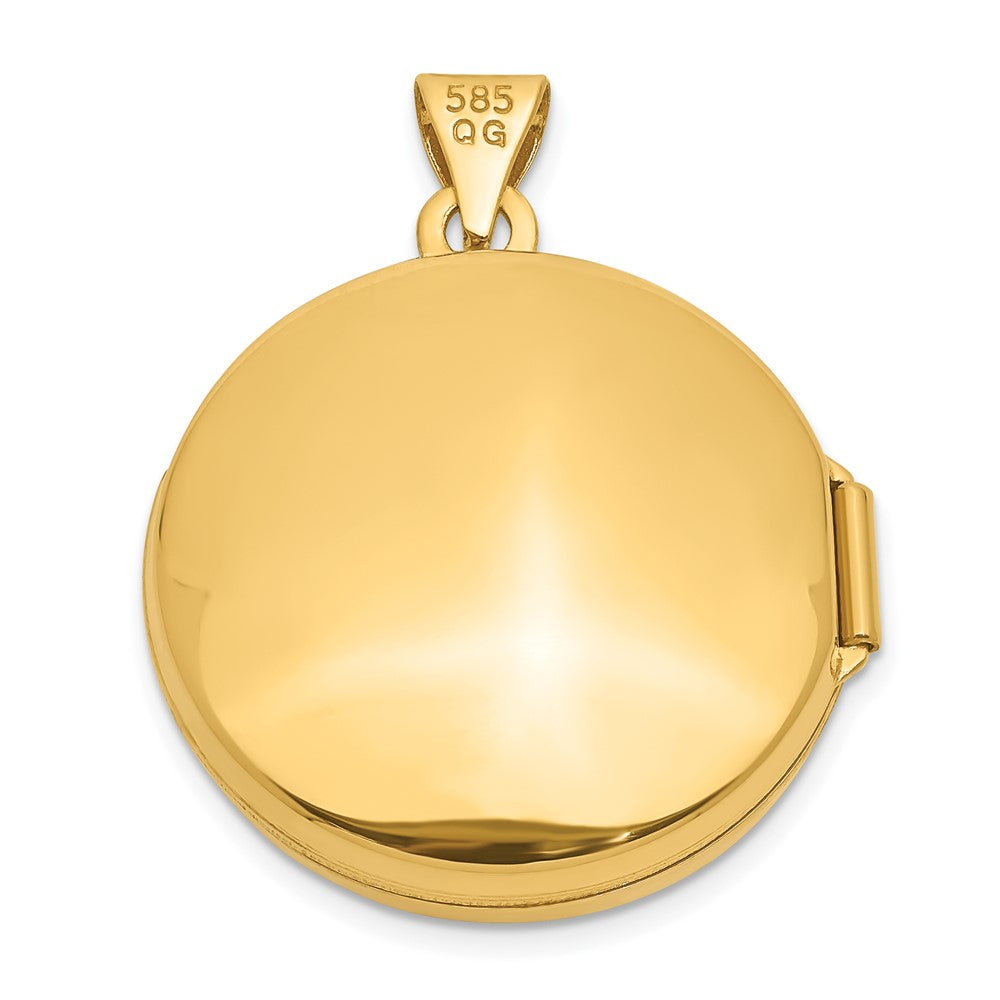 14K Gelbgold 14ky 20mm Rund Schlicht Gewölbt Medaillon