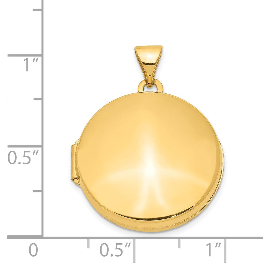 14K Gelbgold 14ky 20mm Rund Schlicht Gewölbt Medaillon