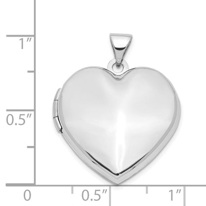 14K Weißgold 21mm Herz Gewölbt Familie Medaillon