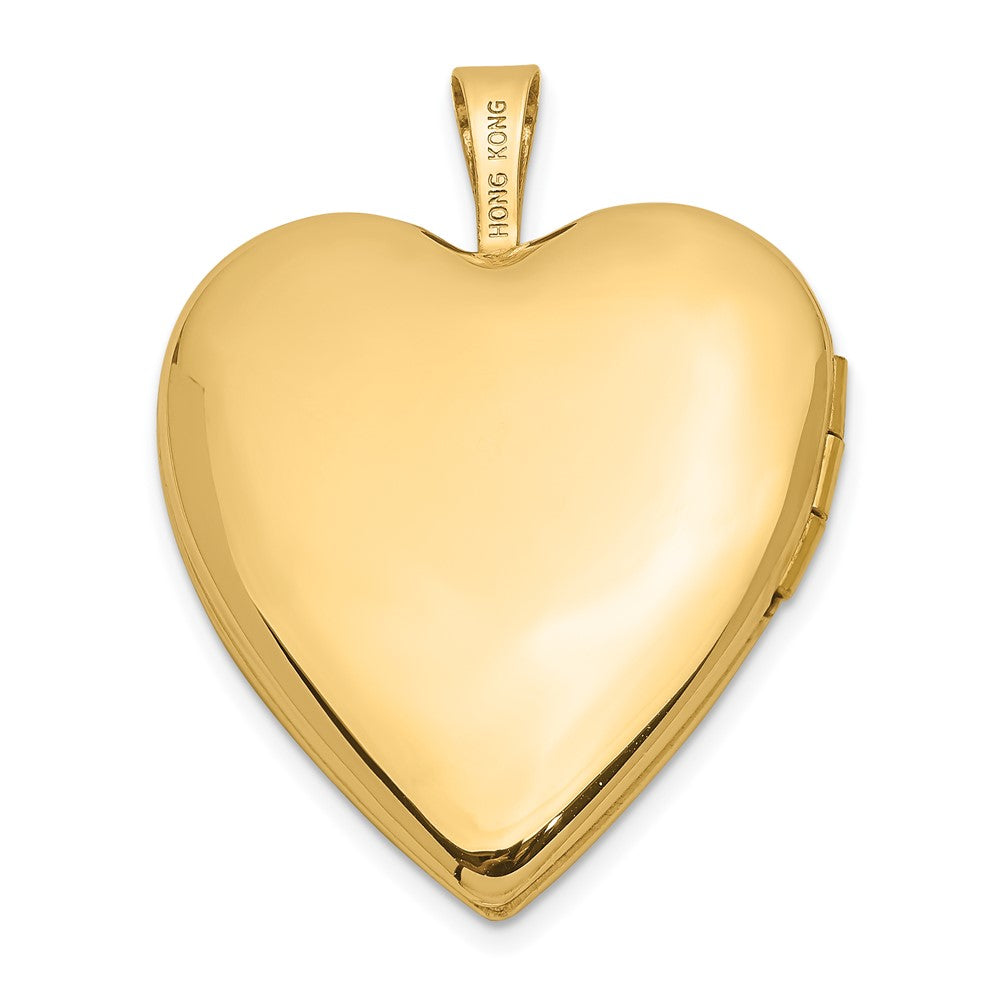 14K Gelbgold 14ky 20mm Diamant Satiniert & Diamantiert Kreuz Herz Medaillon