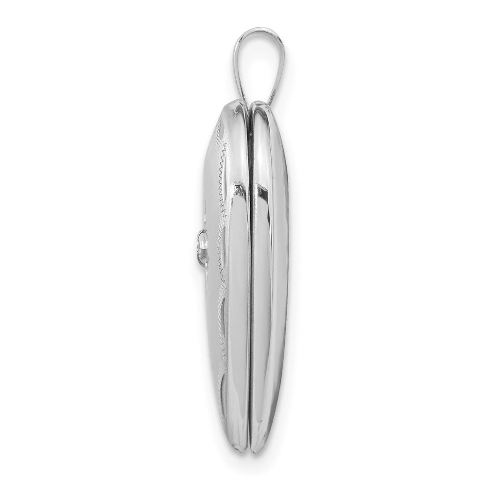 14K Weißgold 20mm Diamant Satiniert & Diamantiert Kreuz Herz Medaillon