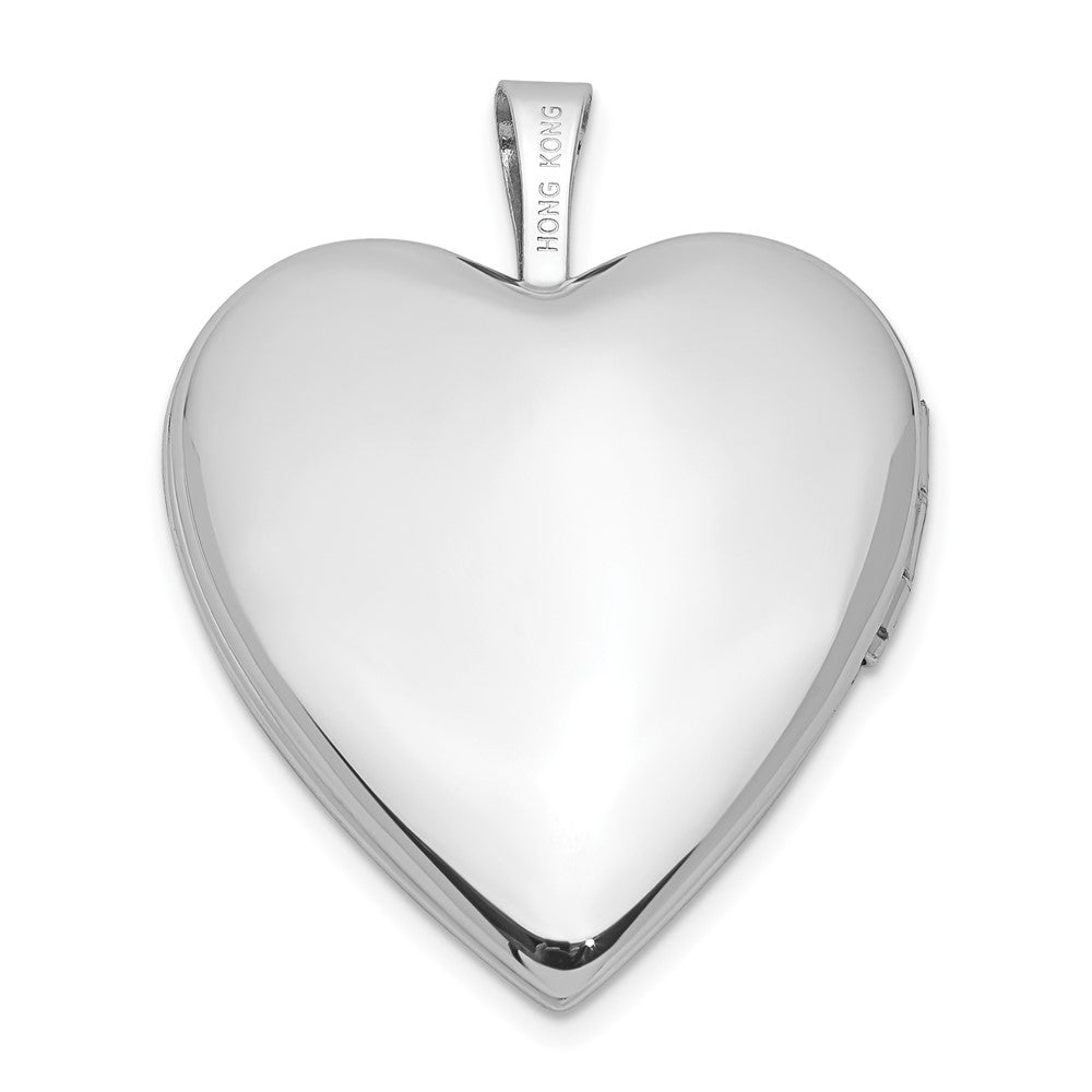 14K Weißgold 20mm Diamant Satiniert & Diamantiert Kreuz Herz Medaillon