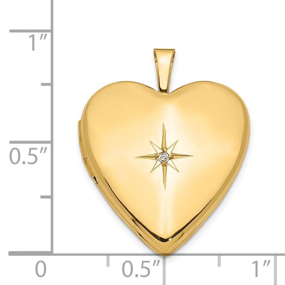14K Gelbgold 20mm Diamant Herz Medaillon