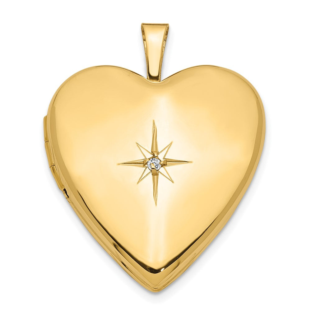 14K Gelbgold 20mm Diamant Herz Medaillon