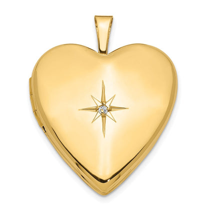 14K Gelbgold 20mm Diamant Herz Medaillon