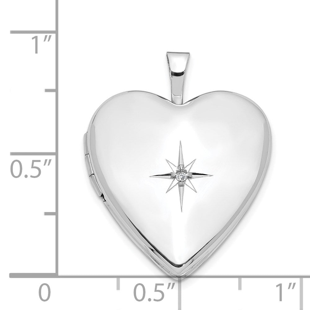 14K Weißgold 14K 20mm Weißgold Diamant Herz Medaillon