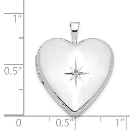 14K Weißgold 14K 20mm Weißgold Diamant Herz Medaillon