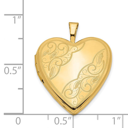 14K Gelbgold 14ky 20mm Wirbel Herz Medaillon