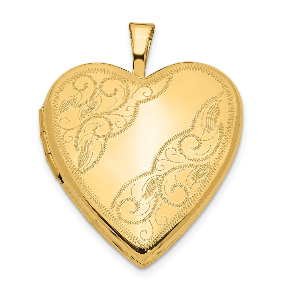 14K Gelbgold 14ky 20mm Wirbel Herz Medaillon