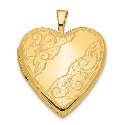14K Gelbgold 14ky 20mm Wirbel Herz Medaillon