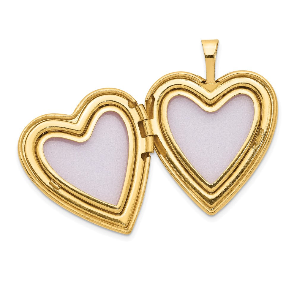 14K Gelbgold 14K 20mm Diamant Poliert und Satiniert Herz Medaillon