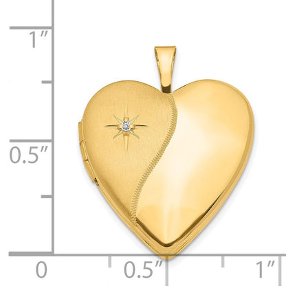 14K Gelbgold 14K 20mm Diamant Poliert und Satiniert Herz Medaillon