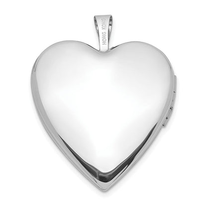 14K Weißgold 20mm Diamant Poliert und Satiniert Herz Medaillon