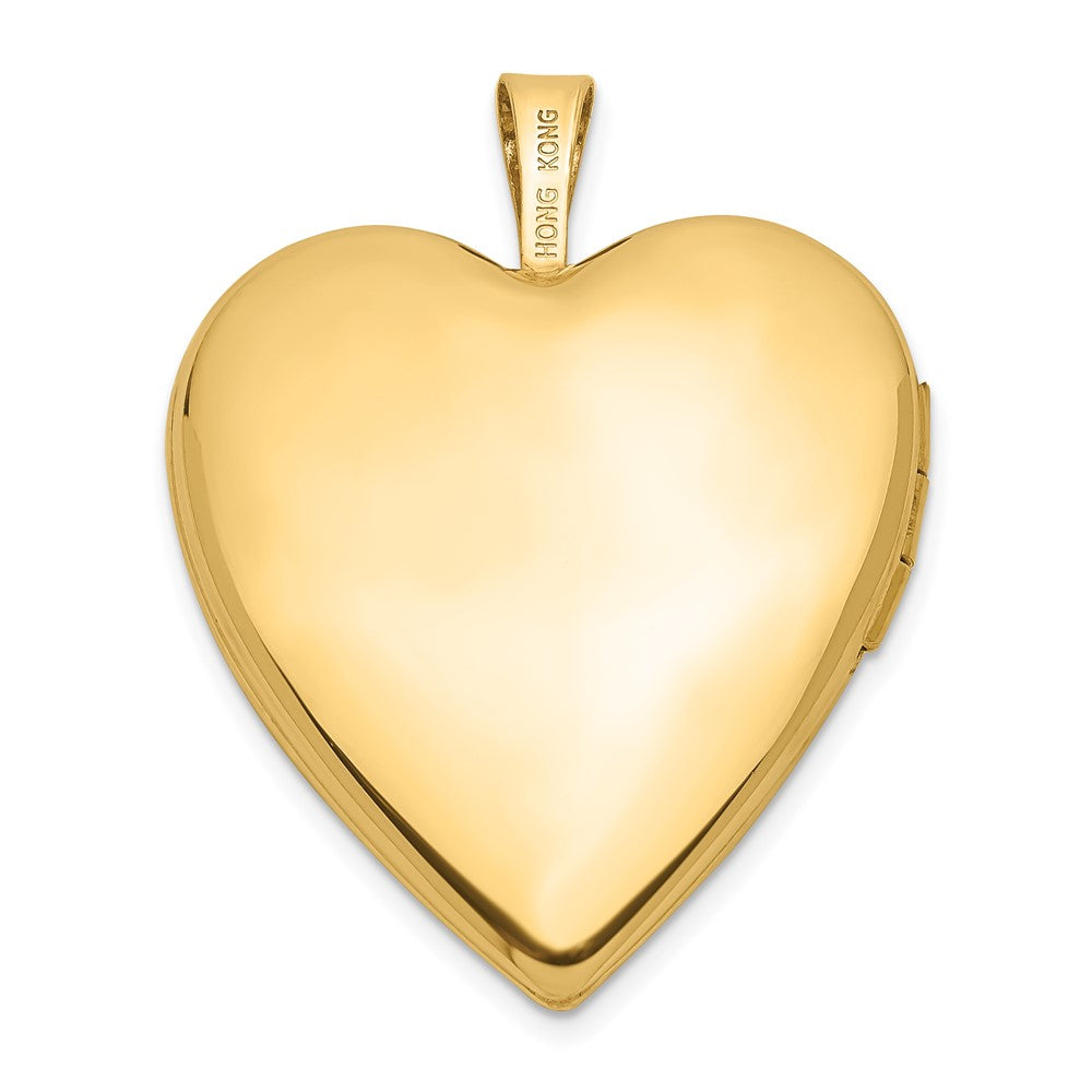 14K Gelbgold 14K 20mm Diamant Seite Wirbel Kante Herz Medaillon