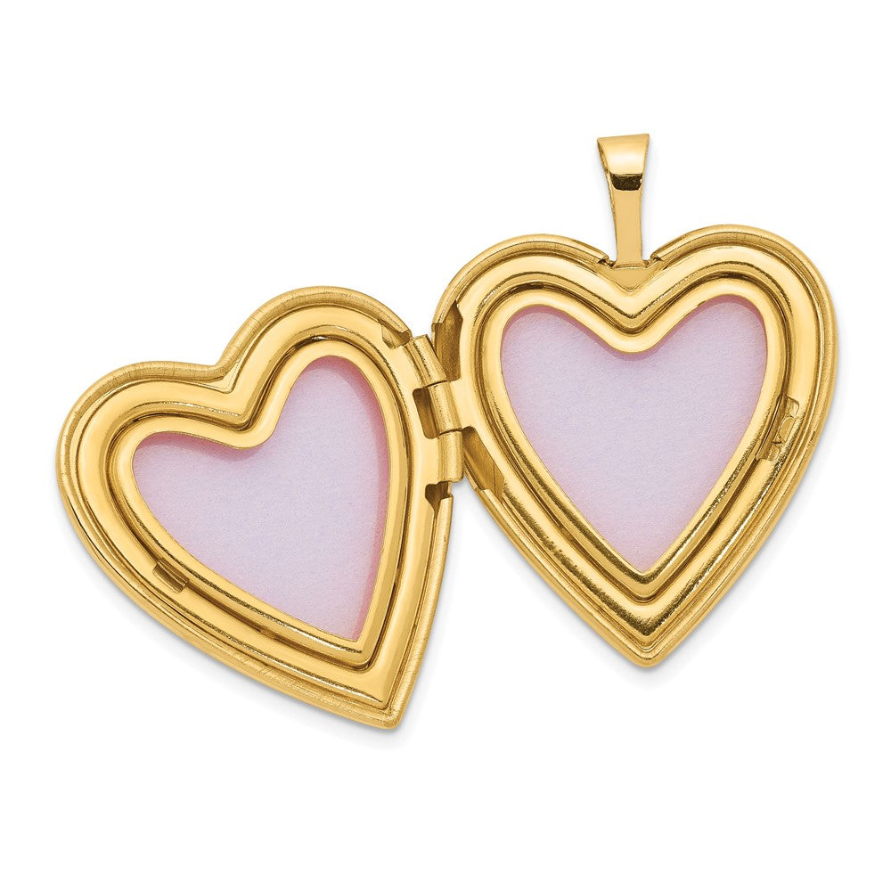 14K Gelbgold 14K 20mm Diamant Seite Wirbel Kante Herz Medaillon