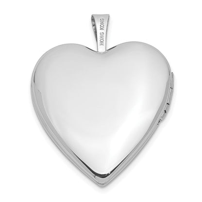 14K Weißgold 14K Weißgold Diamant Seite Wirbel Kante 20mm Herz Medaillon