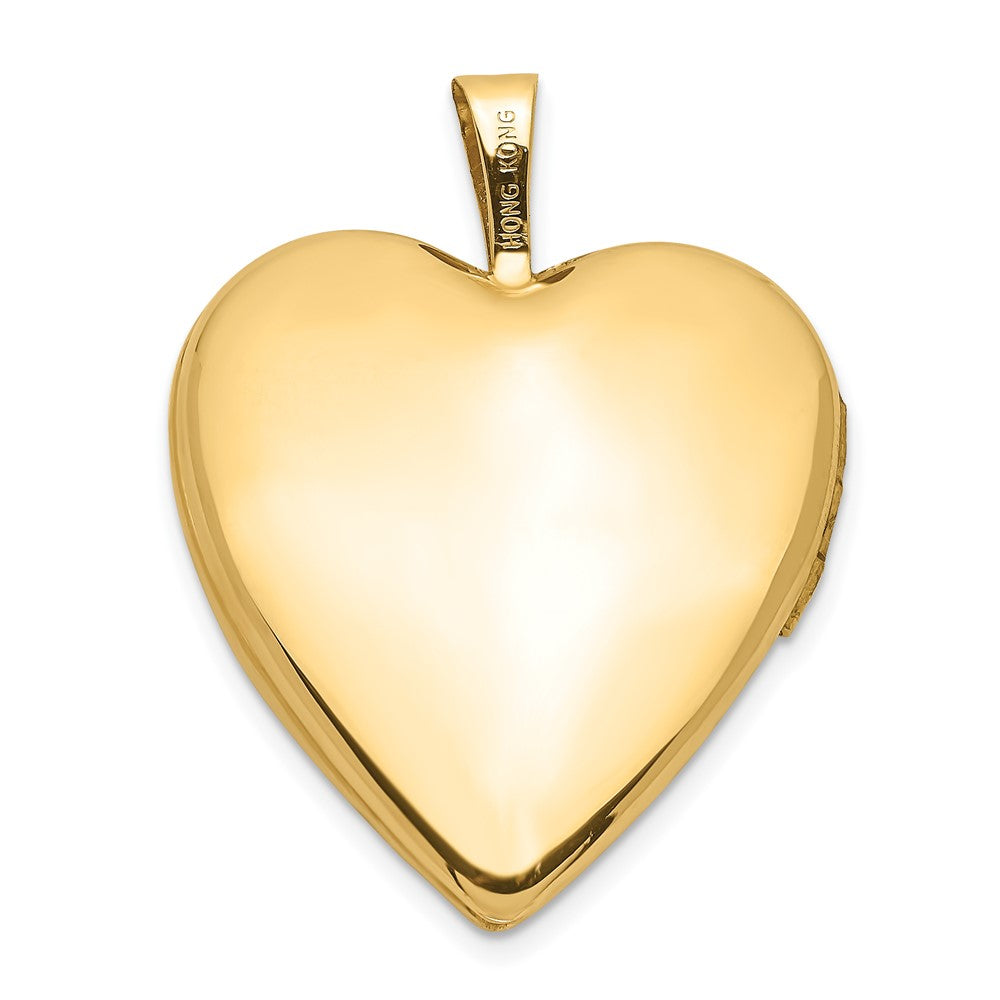 14K Gelbgold 20mm Blume Ranke Rand Herz Medaillon