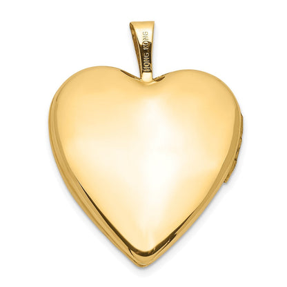 14K Gelbgold 20mm Blume Ranke Rand Herz Medaillon