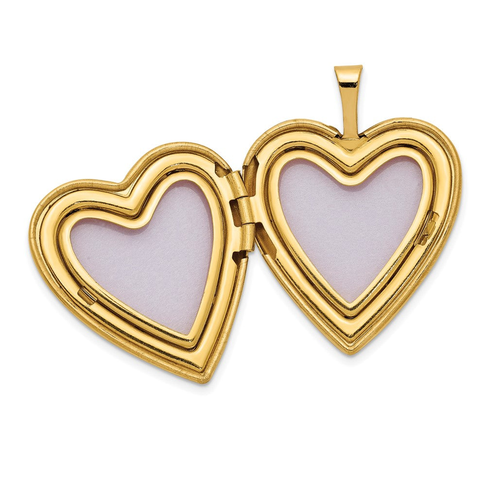 14K Gelbgold 14K 20mm Diamant Satiniert I Liebe You Herz Medaillon