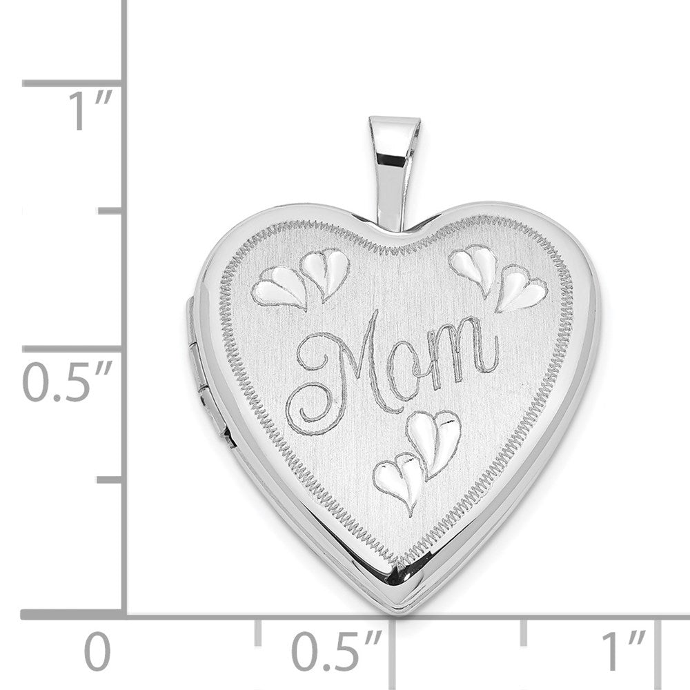 14K Weißgold 14K 20mm Weißgold Mama mit Herzen Herz Medaillon