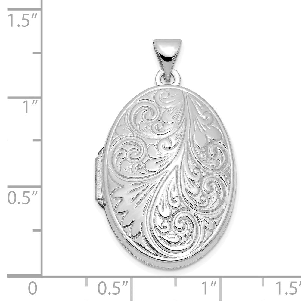 14K Weißgold 14K Weißgold Ranke Oval Medaillon