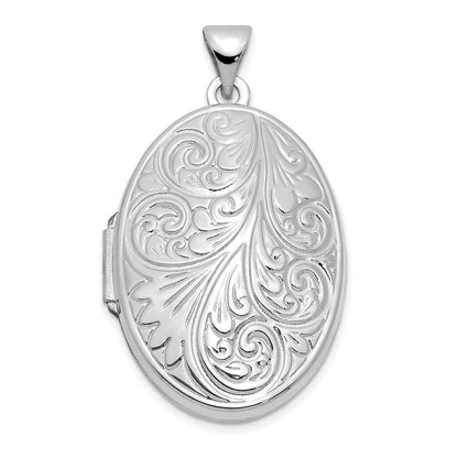 14K Weißgold 14K Weißgold Ranke Oval Medaillon