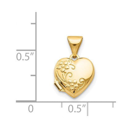 14K Gelbgold 14K Gelbgold Blumen Herz Medaillon