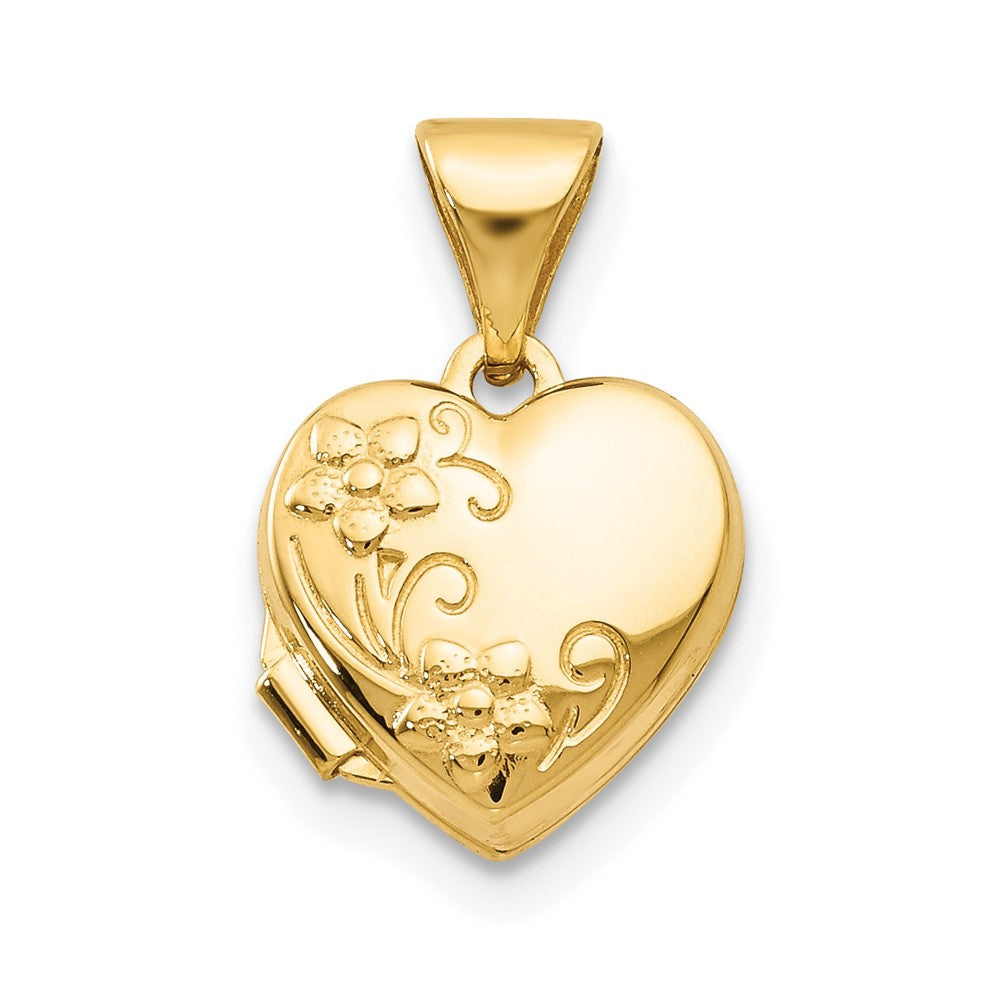 14K Gelbgold 14K Gelbgold Blumen Herz Medaillon