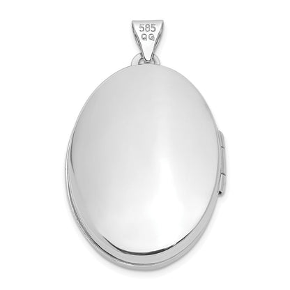 14K Weißgold 14K Weißgold 26mm 1/2 Hand Graviert Ranke Oval Medaillon