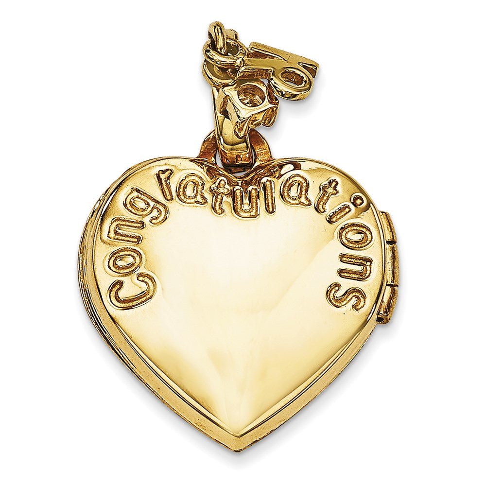 14K Gelbgold 14K 15mm Herz Happy 16th Geburtstag mit Zirkonia Medaillon