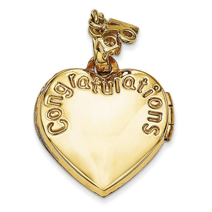 14K Gelbgold 14K 15mm Herz Happy 16th Geburtstag mit Zirkonia Medaillon
