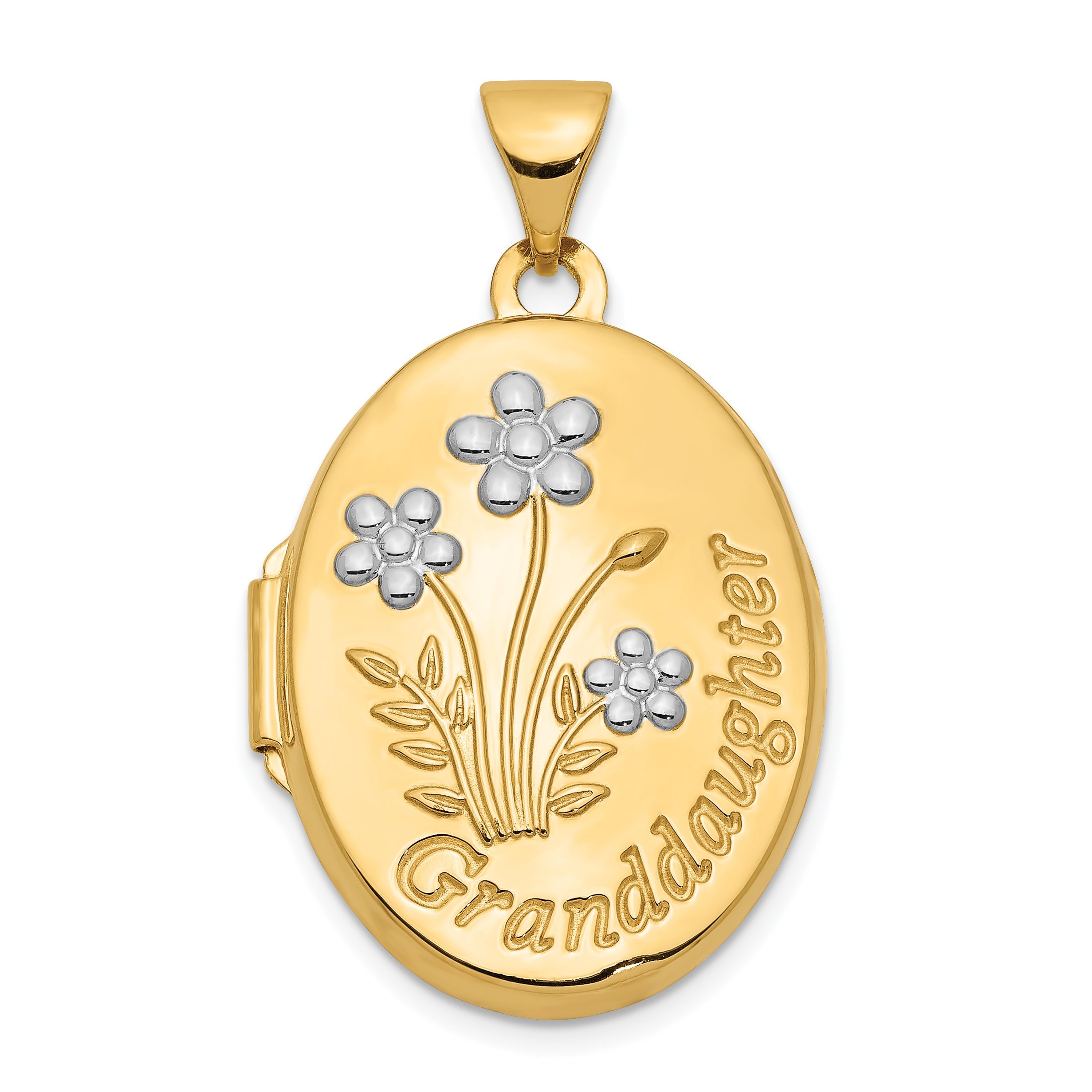 14K Gelb & Rhodium 14K mit Rhodium 21mm Oval Granddaughter Medaillon