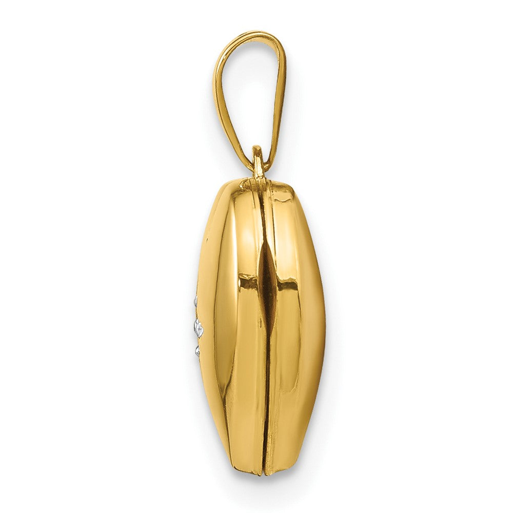 14K Gelbgold 14ky mit Weiß Rhodium 12mm Diamant Herz Medaillon
