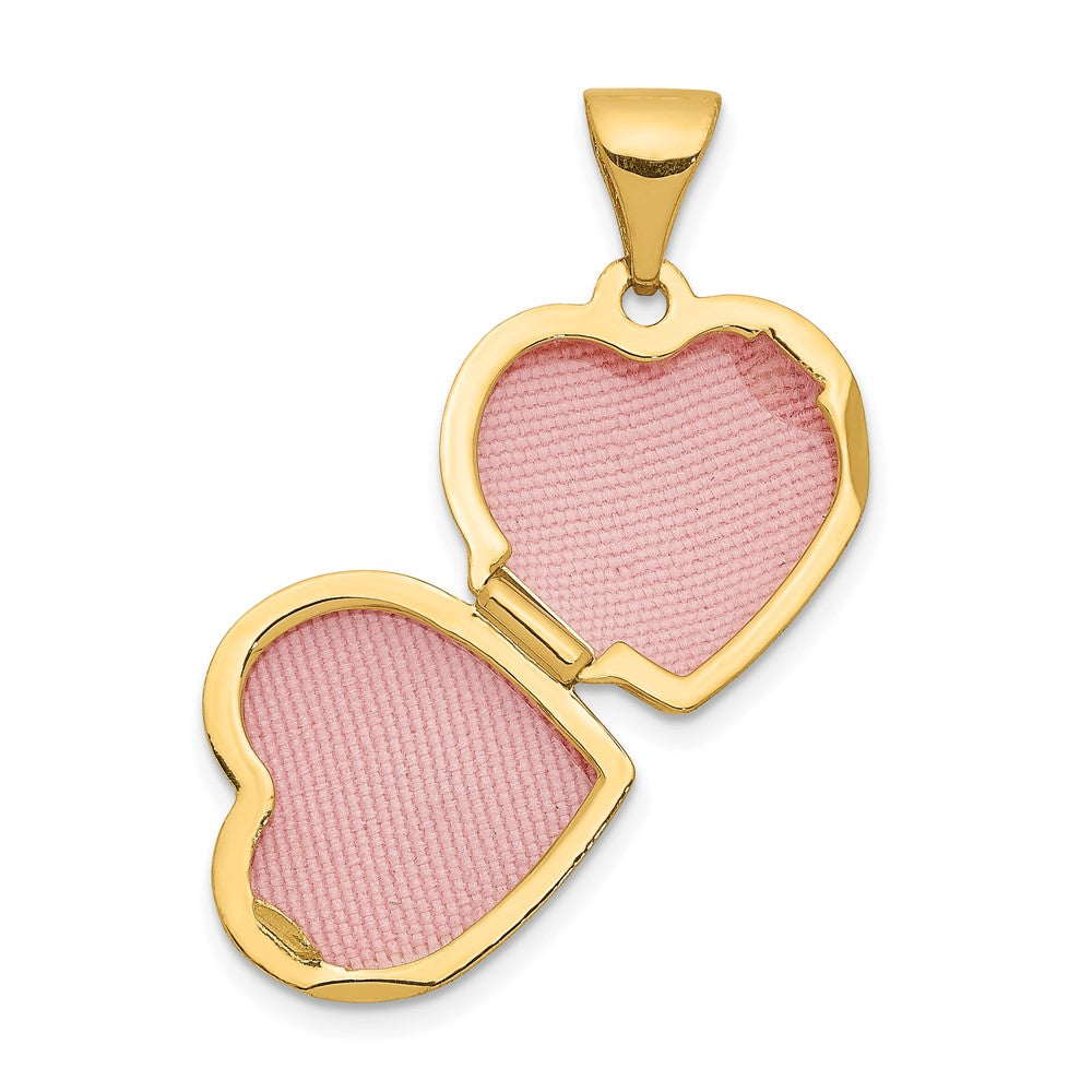 14K Gelbgold 14ky mit Weiß Rhodium 12mm Diamant Herz Medaillon