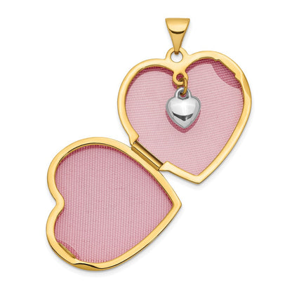 14K Bicolor 14K Bicolor Diamant Immer in My Herz mit Herz Charm Inside 21mm Herz Medaillon