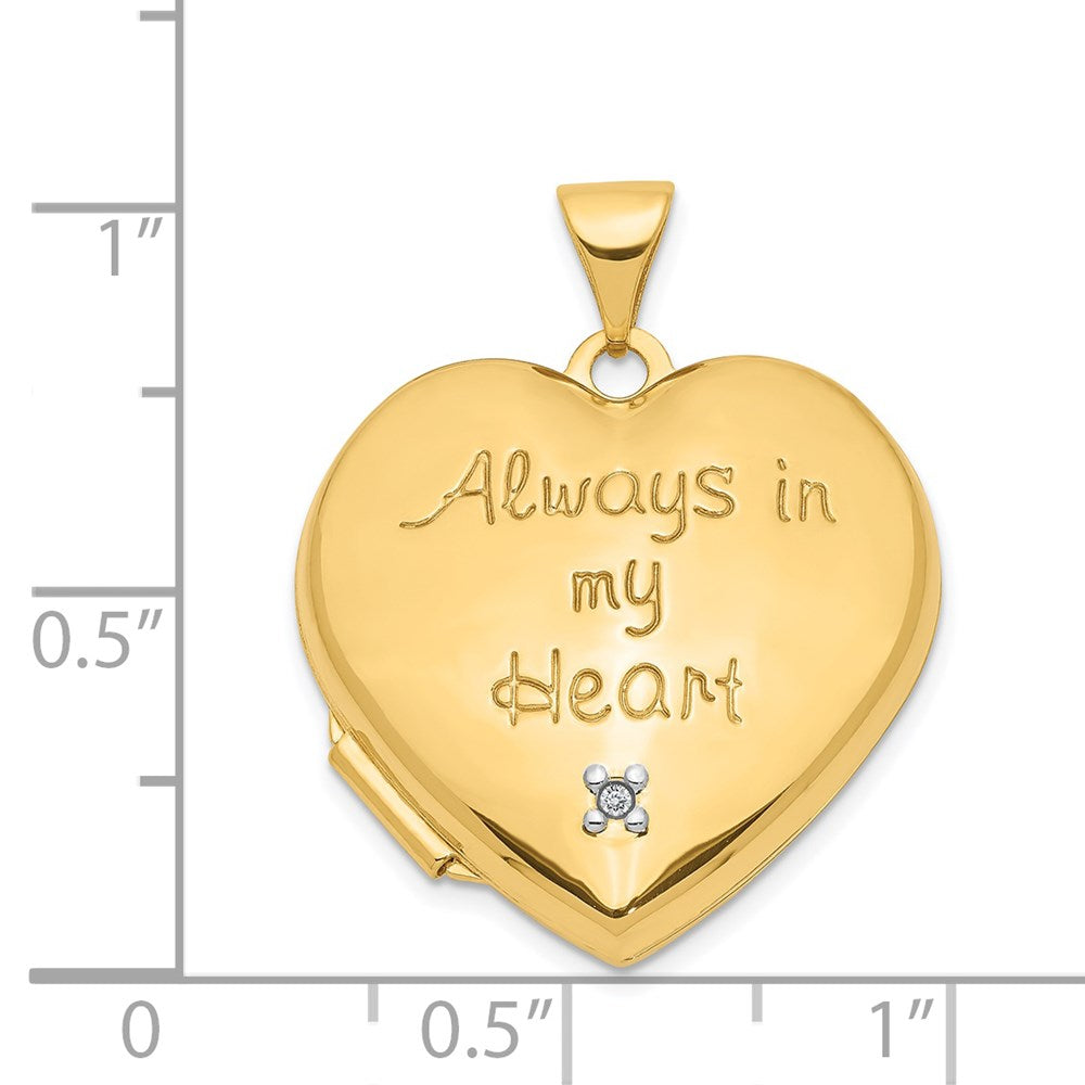 14K Bicolor 14K Bicolor Diamant Immer in My Herz mit Herz Charm Inside 21mm Herz Medaillon