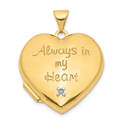 14K Bicolor 14K Bicolor Diamant Immer in My Herz mit Herz Charm Inside 21mm Herz Medaillon