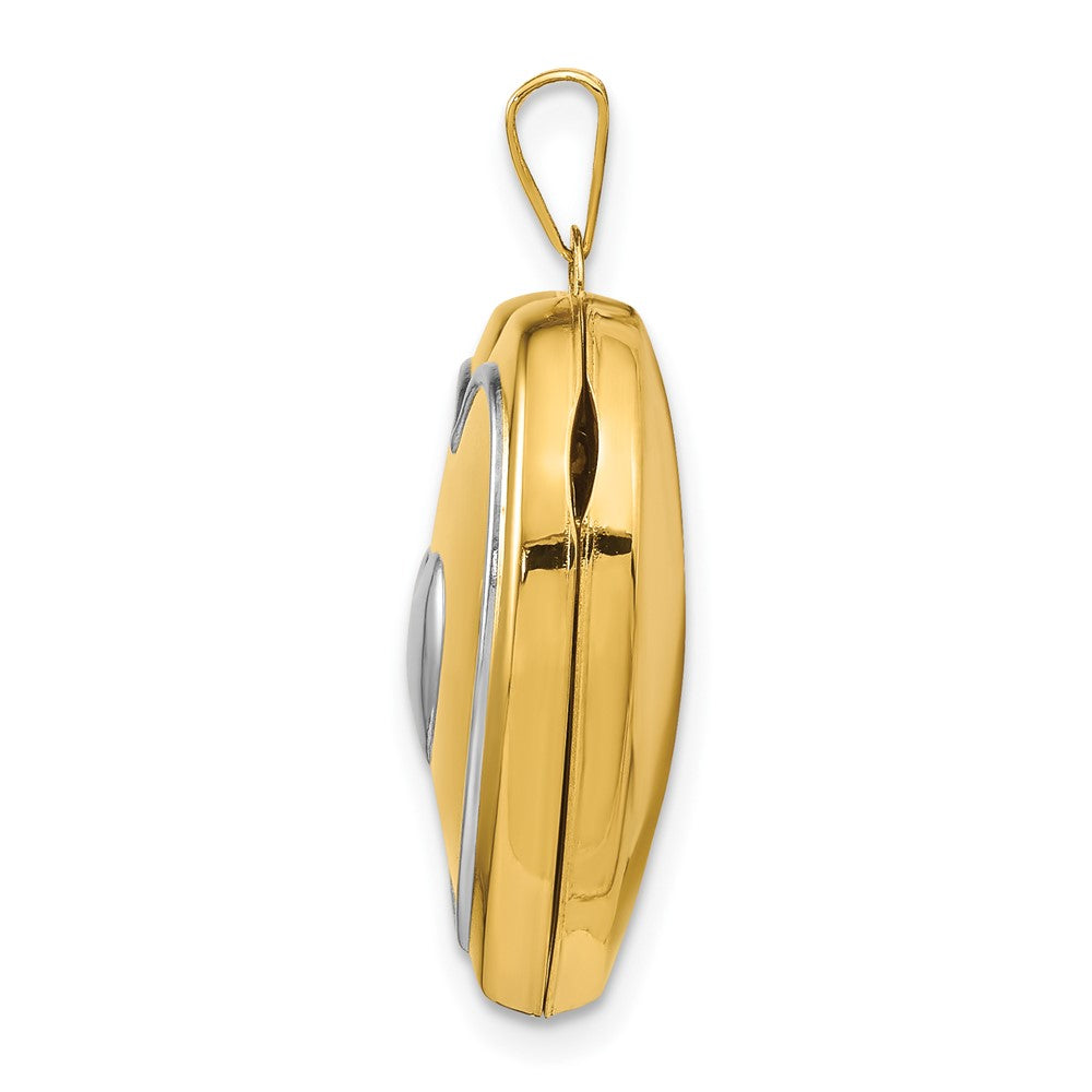 14K Bicolor 14K Bicolor mit Weiß Rhodium Herz mit Key Charm Inside Herz Medaillon