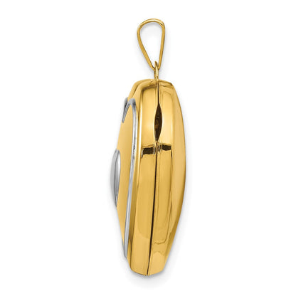 14K Bicolor 14K Bicolor mit Weiß Rhodium Herz mit Key Charm Inside Herz Medaillon