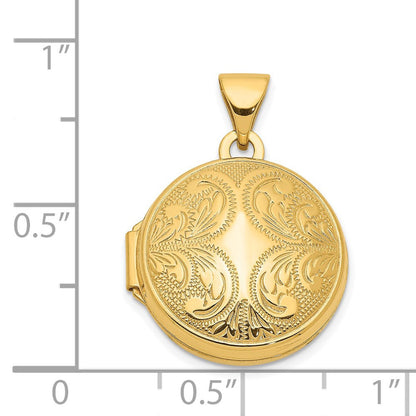 14K Gelbgold 14K 16mm Rund Medaillon mit Ranke Design