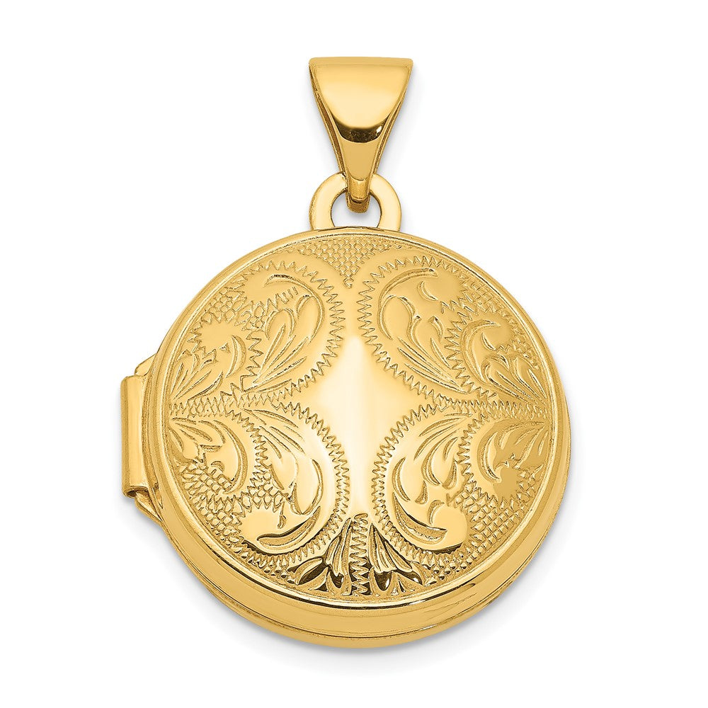 14K Gelbgold 14K 16mm Rund Medaillon mit Ranke Design