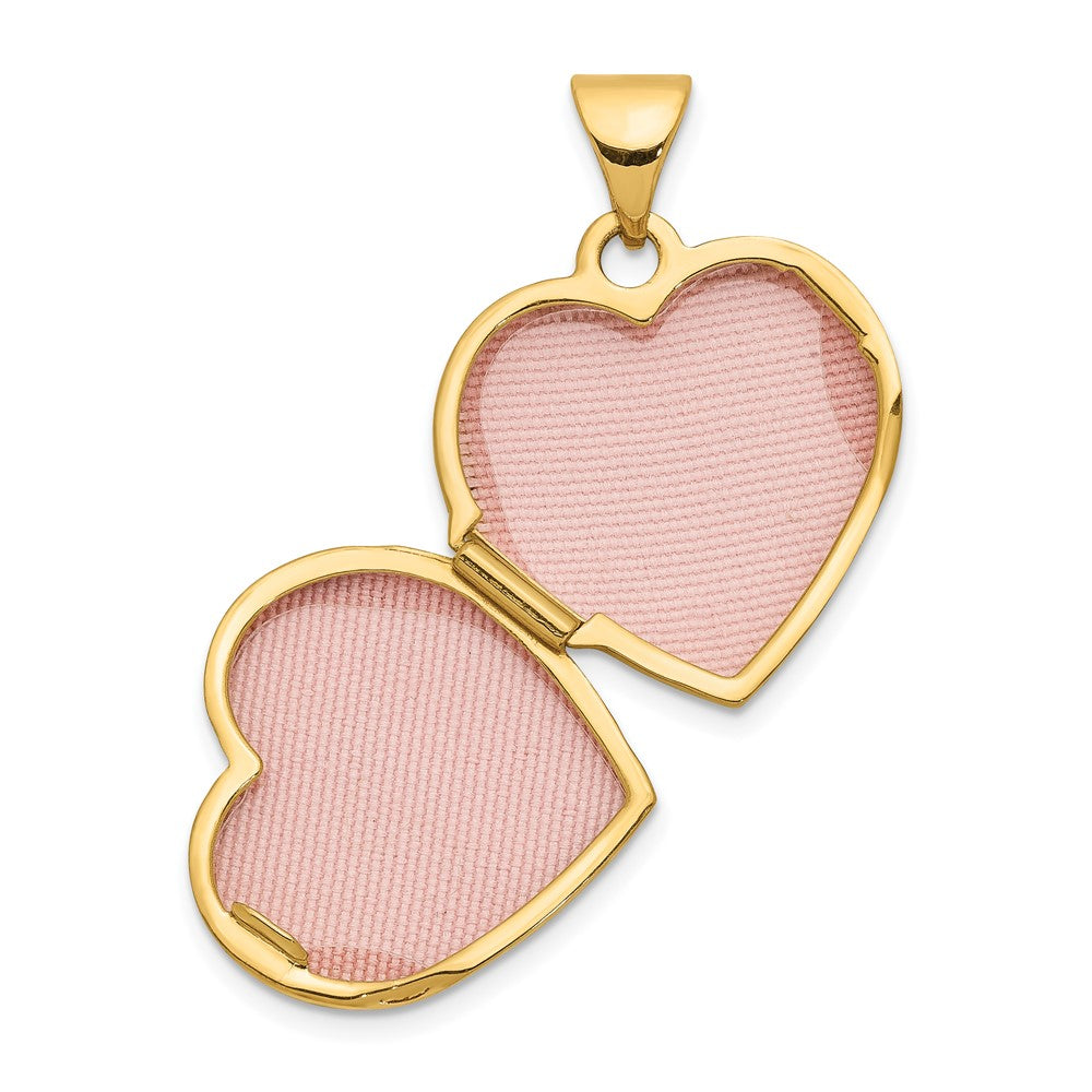 14K Gelb & Rhodium 14ky mit Weiß Rhodium 15mm Herz Foot Prints Medaillon