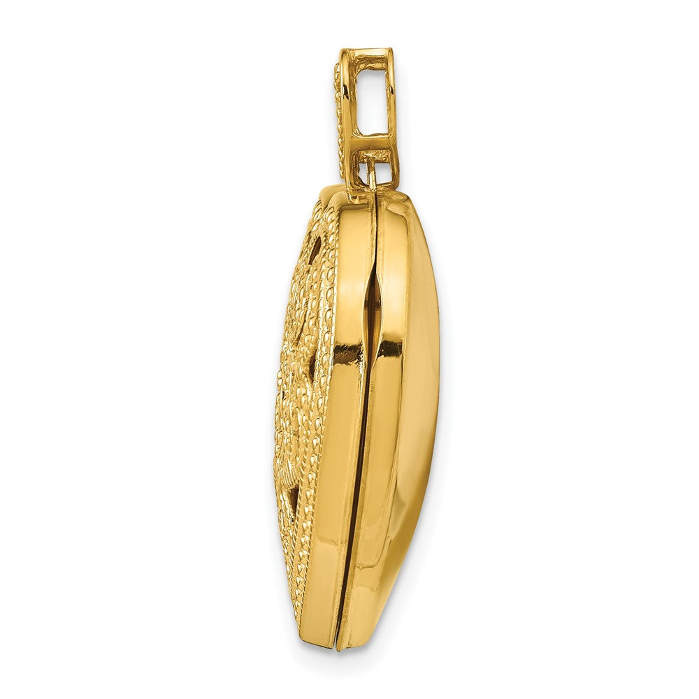 14K Gelbgold 14ky 24mm mit Diamant Vintage Herz Medaillon