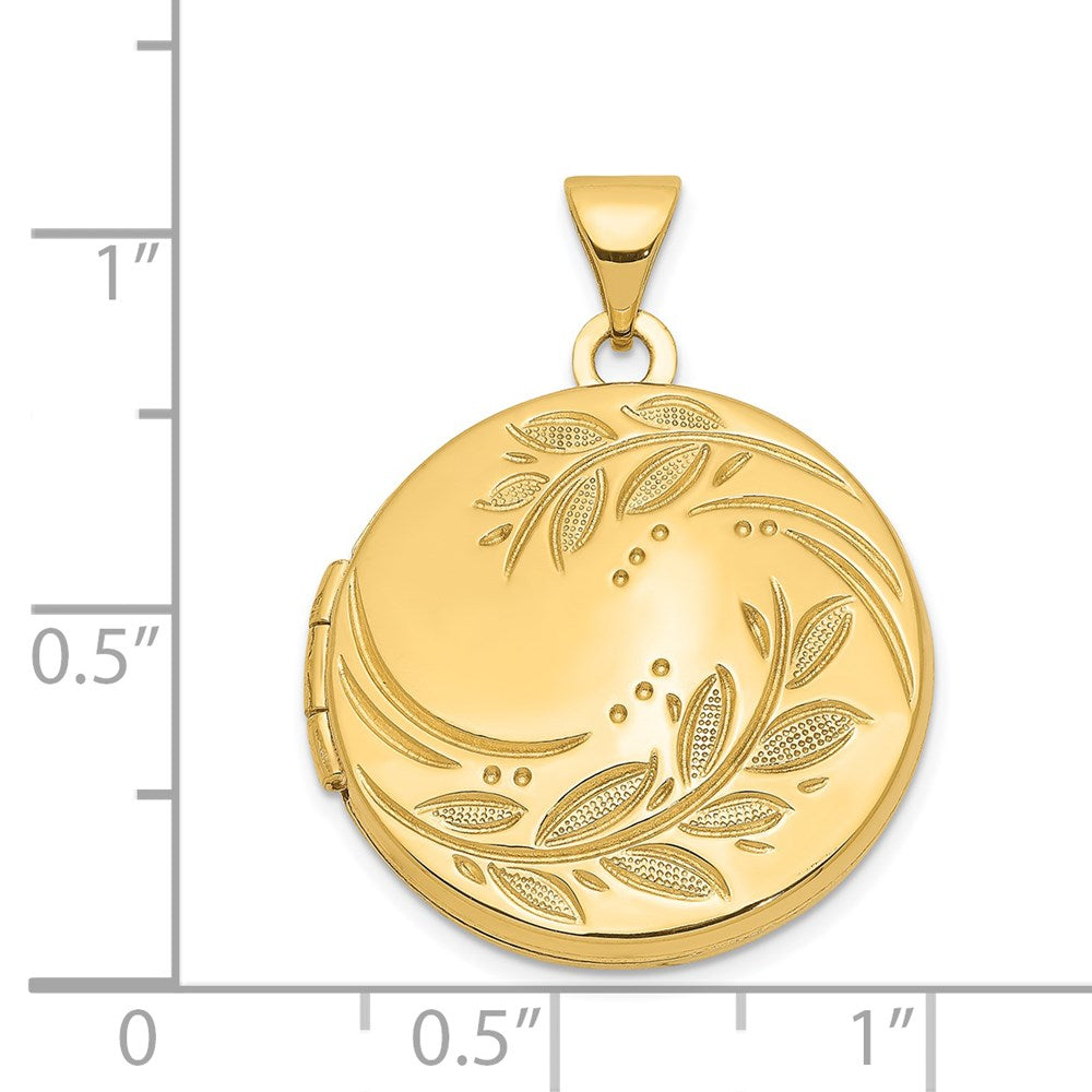 14K Gelbgold 14ky 20mm Rund Blatt Blumen Medaillon