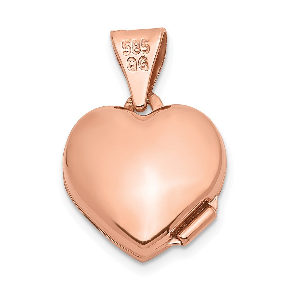 14K Roségold 14K Roségold mit Weiß Rhodium 12mm Herz Medaillon